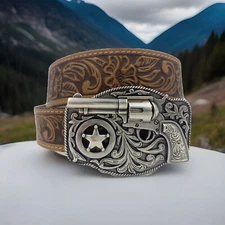 Justin Kids Lil' Trigger 3D Buckle Leather Belt Made in USA Size 20 NWT List $42