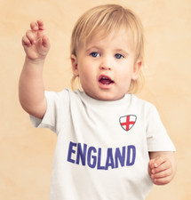 BABY Kids ENGLAND Football T-Shirt Name Chest Badge Jersey Kit World Cup 2026