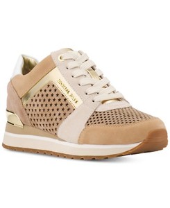 michael michael kors billie metallic leather and satin sneaker