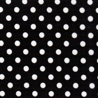 POLYESTER COTTON CLOTHING FABRIC 5mm WHITE POLKA DOTS ON BLACK PINK GRAY RED 44''