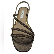 Nina Brown Skyler-FY Strappy Sandals with Rhinestone Embellishments size 7