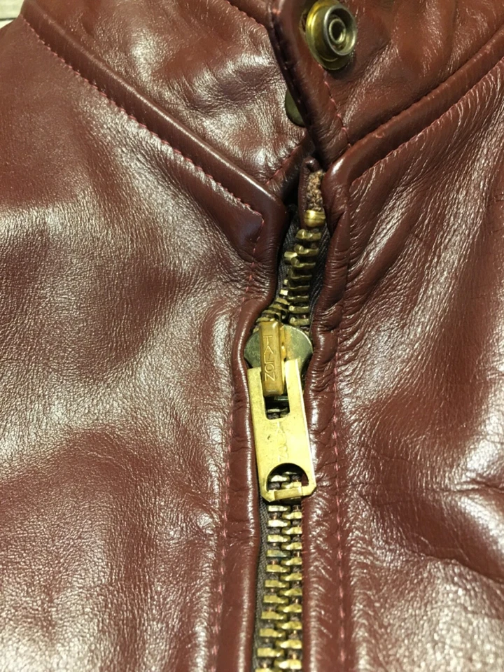 Motorcycle Biker Brown Leather Coat Jacket Cafe Racer Riding Womens Size 18 - Image 4 of 4