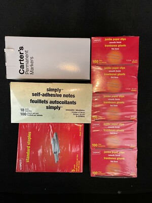 Staples Jumbo Paper Clips/5 Pack Staples/12 ct Markers/18 Pads Sticky Note - Kit