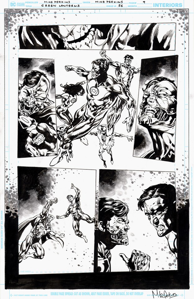 MIKE PERKINS SIGNED 2016 GREEN LANTERN VS. CYBORG SUPERMAN ORIG. ART! FREE SHIP! Comic Art