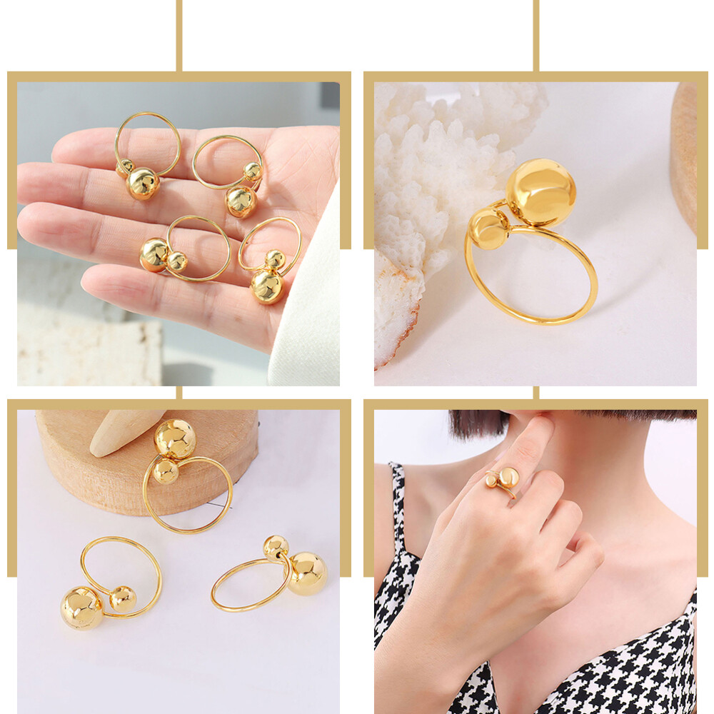 Stainless Steel Ball Ring Girl Wedding Bridal Band Open Rings eBay