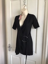 Boohoo BNWT Ladies Black Mini Dress With Buckle Effect Size 6 