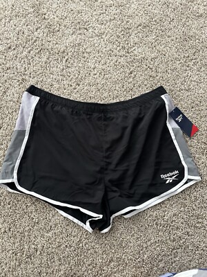 Reebok Womens Black Relaxed Shorts Running Active Plus Size XXL Drawstring