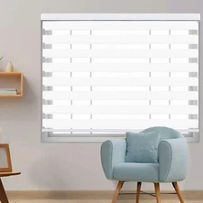 LUCKUP Zebra Blinds 24x72 in White Dual Roller Shade Window Blind w/ Valance