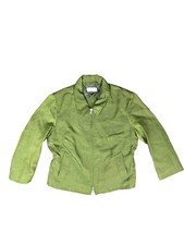 Dries Van Noten Womens Pocket Blazer Jacket Linen Full Zip Khaki Green Sz Large