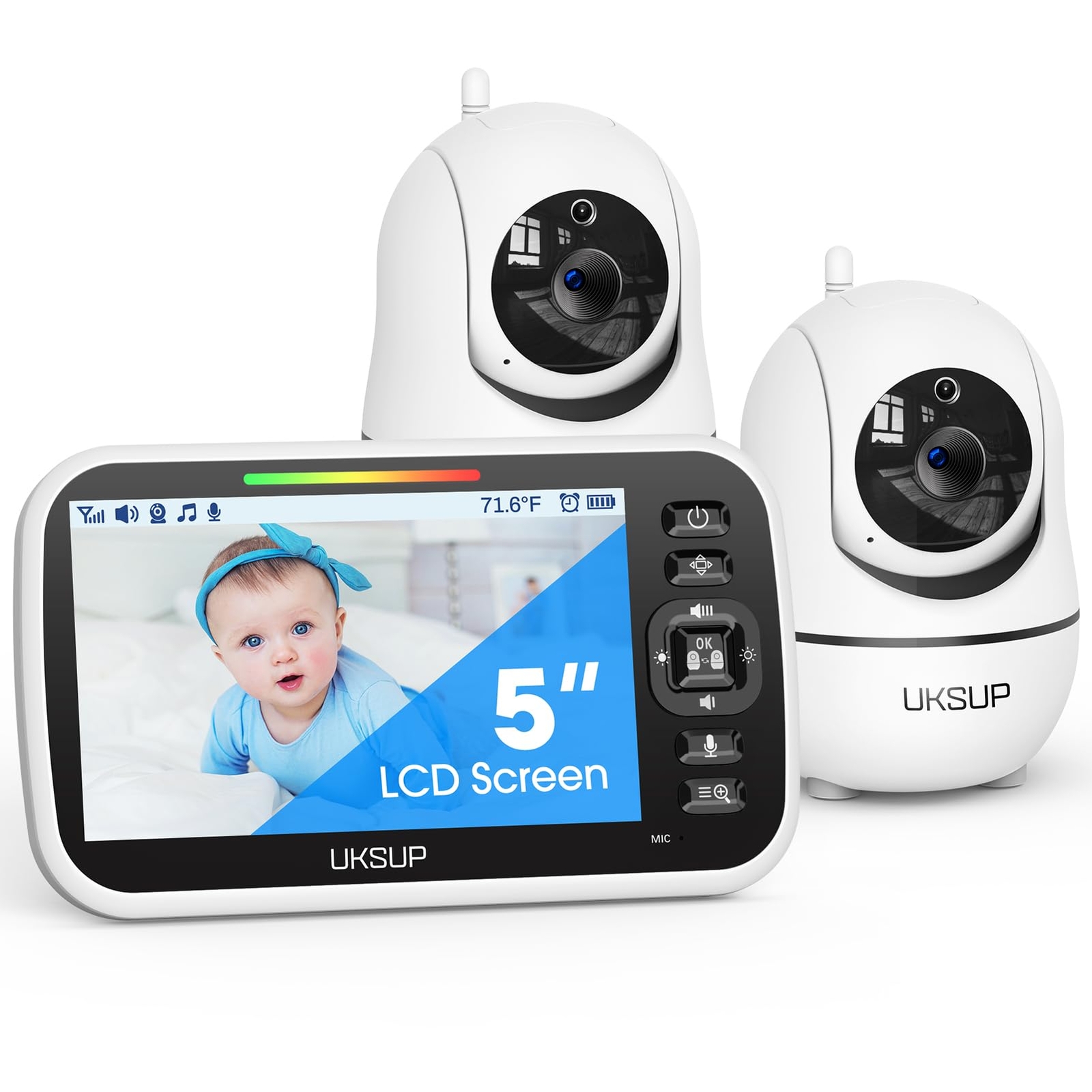 Baby Monitor with 2 Cameras and Audio - 5” Display Video Baby Monitor with 30...-image