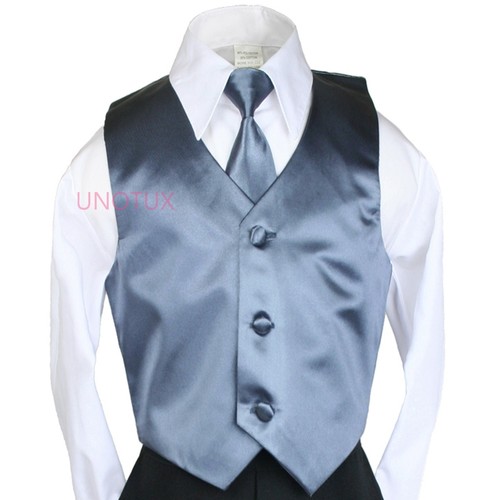 23 Chaleco Color Satén + Corbata Larga Corbata Formal Niños Adolescentes Trajes Esmoquin Talla: S-7 - Imagen 7 de 48