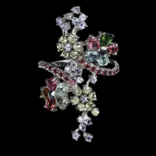 925 Sterling Silver Ring Pear Tourmaline Peridot Tanzanite Natural Gemstone Size