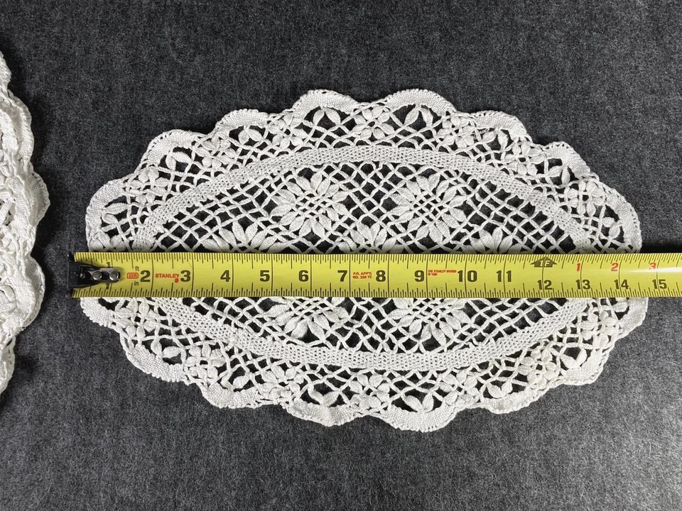 4) Manteles individuales ovalados bobina de encaje 14" x 9" elegantes delicados de colección Foto 4 de 4