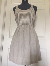 NWT Lou & Grey Anne Taylor Fit & Flare Cotton Racerback Stripe Sundress Pockets