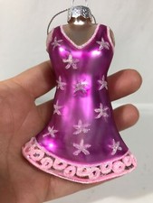 Woman's Pink Dress Mouth Blown Glass Christmas Ornament Cabi Carol Anderson