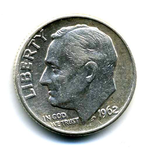 1962 D Roosevelt Dime US 10 Cent U.S America SILVER UNITED STATES 10c Coin #7824
