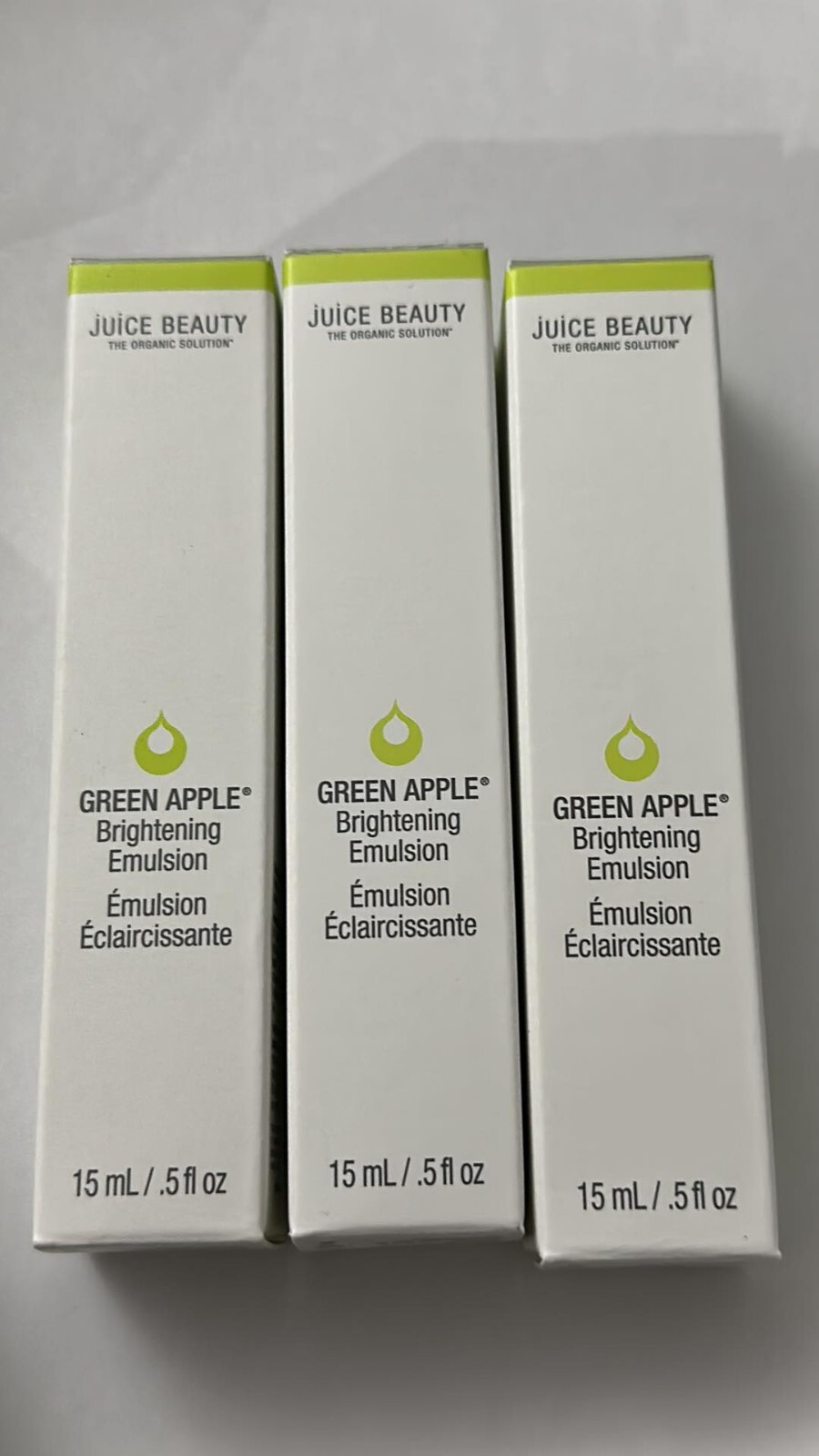 3 JUICE BEAUTY Brightening EMULSION Green Apple 0.5 FL Oz 15 ml Exp. 6/