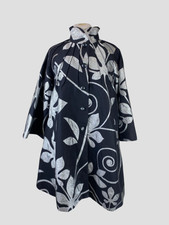 Armani Collezioni Black & Silver Cotton Blend A- Line Coat Size Uk10/us6