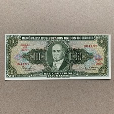 1967 Brazil 1 Centavo on 10 Cruzeiros Banknote Allegory Currency Printed England