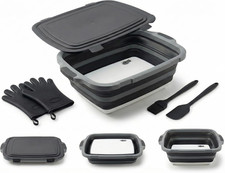 Collapsible BBQ Prep Tub with Lid  Cutting Board 16L - XL Meat Marinating Basin