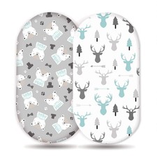 Bassinet Sheet Set 2 Pack Stretch Ultra Soft Grey Bear Fitted