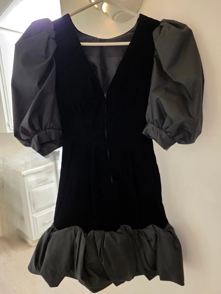 Винтажный 80-х черный LBD выпускного вечера вечеринки коктейльное платье для Хэллоуина с пузырьком юбка, XS - Изображение 2 из 4