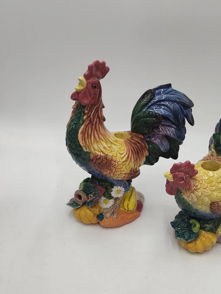 Набор из 2 классических подсвечников для петуха и курицы Fitz And Floyd Coq Du Village - Изображение 3 из 4
