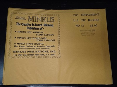 Minkus 1975 Supplement U.S. ZIP Blocks No. 12 Stamp Publication Philatelic