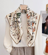 70 Cashmere 30 Silk Shawl Scarf flower Print Neckerchief 65X65cm Bandana wrap