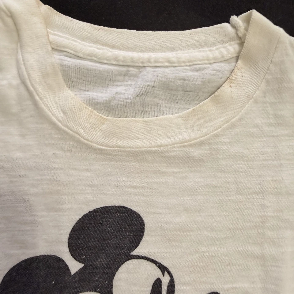 Mickey Mouse T Shirt Disney White Super Thin Single Stitch Toddler Vintage 70s - Image 3 of 4
