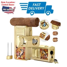 Lubinski Windproof Cigar Lighter With Punch Holder Needle Single Jet Flame Torch