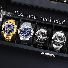 Men's 4-Piece Casual Quartz Watch Set with Alloy Strap and Round Dial