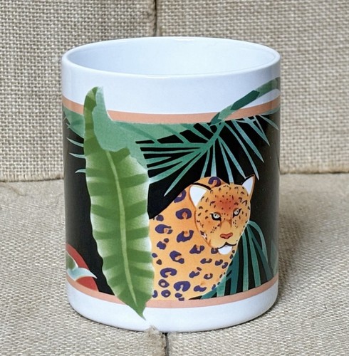 Vintage Otagiri Jungle Safari Coffee Mug Cup Lion Leopard Antelope Colorful - Picture 2 of 8