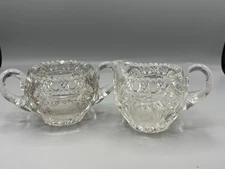 Vintage Cut Glass Open Sugar & Creamer Set