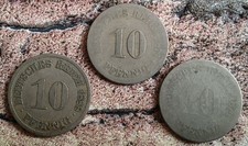 Lot 3 x 10 Reichspfennig Deutsches Reich Kaiserreich Kleiner Adler Erhaltung ?