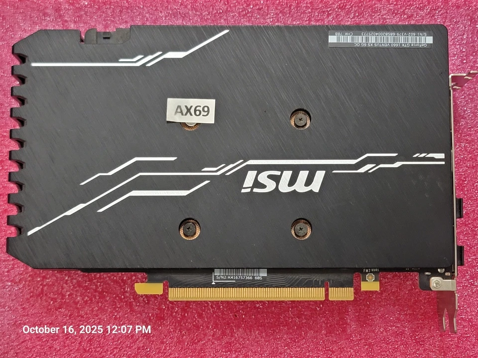 MSI Nvidia GeForce GTX 1660 6GB DDR5 Gaming Card GPU HDMI DP DVI PCI-E #AX69 - Image 3 of 4