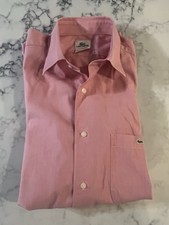 LACOSTE Men's Oxford Long Sleeve Button Down Causal Dress Shirt Pink Size 40