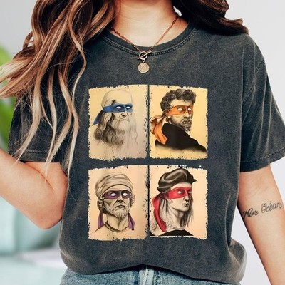 Renaissance Artists T-Shirt, Michelangelo Raphael Donatello Leonardo Graphic Tee