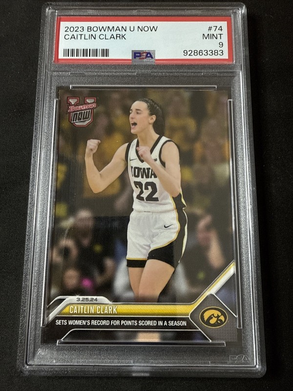 2023-24 Bowman U Now Caitlin Clark Points Scored Record #74 PSA 9 Mint