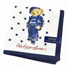 Ralph Lauren Polo bear Cotton scarf Handkerchief Traditional dot Pattern NEW