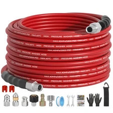 50FT Sewer Jetter Kit for Pressure Washer 5800PSI,1/4" NPT Drain Jetter Hose ...