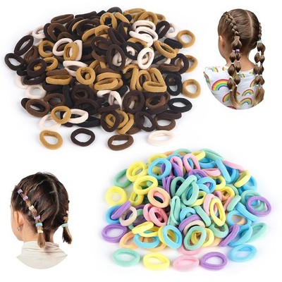 300 Pcs Baby Hair Ties, Soft Multicolor Cotton Seamless Baby Hair Ties Mini Elas