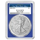 2025 (W) $1 1-oz American Silver Eagle PCGS MS70 West Point Label Blue Frame