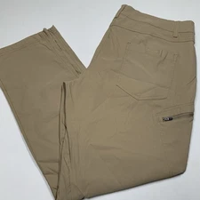 Eddie Bauer Rainier Tech Pants Mens 38/32 Beige Nylon Stretch Cargo Zip Pocket