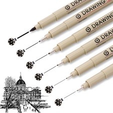 Micro Fineliner Pens 6 Pack Micro Pen Set Black Technical Drawing Pens for