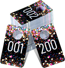 Jetec 200 Pieces Live Plastic Number Tags, Consecutive Reusable Normal and Mirro