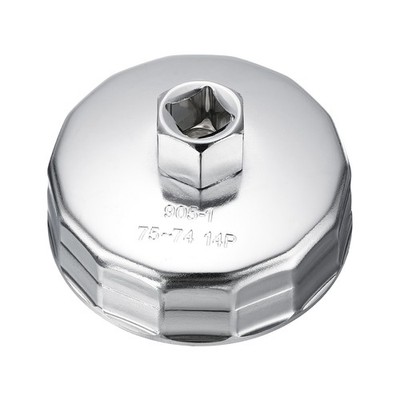 14 Flute 75mm ID CR-V Steel Oil Filter Cap Wrench, Silver (905-1)