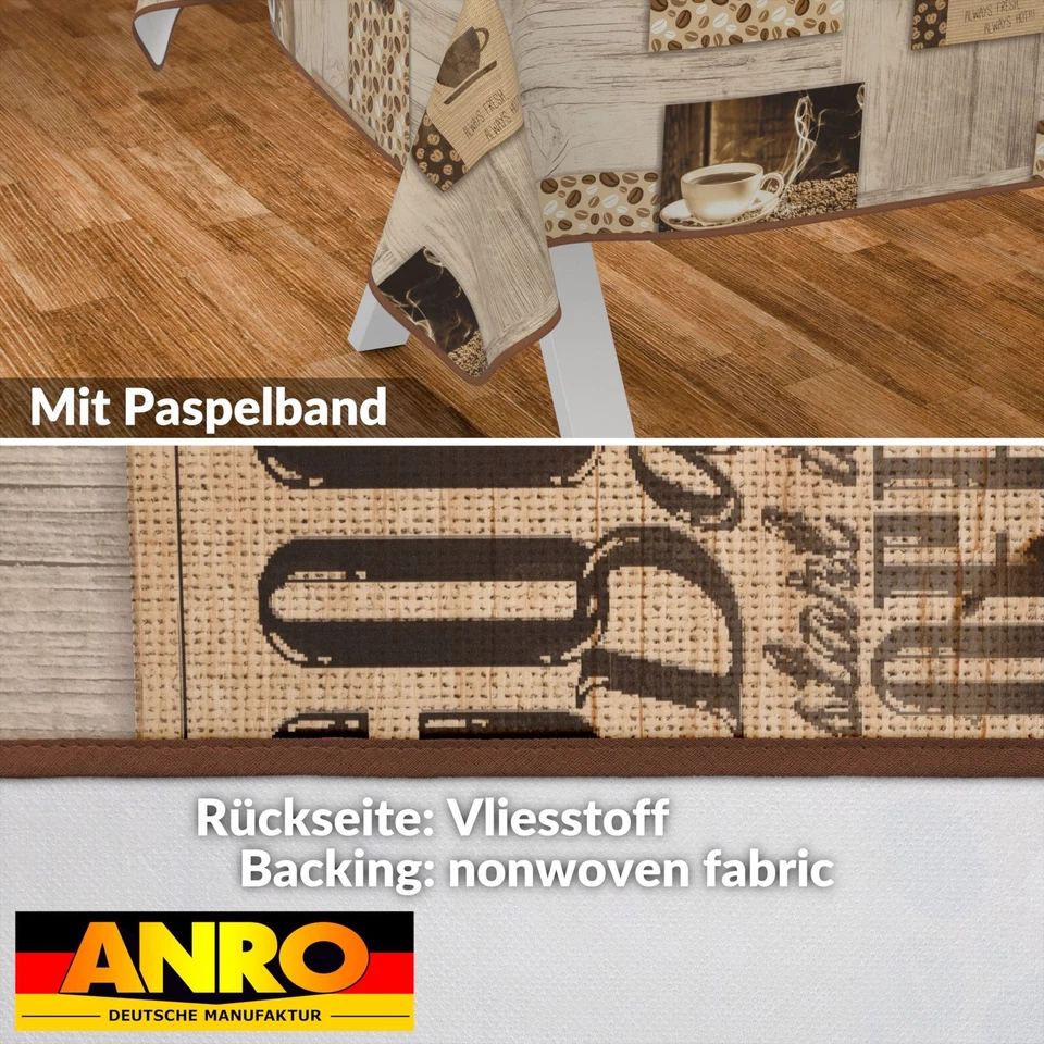 Wachstuchtischdecke Tischdecke abwaschbar Gartentischdecke ANRO Coffee - Bild 2 von 4