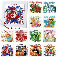 13 Pcs 4th of July Holiday Diamond Art Kits for Adults 250th Anniversary Favo...