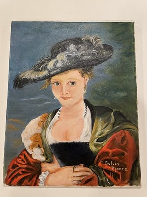 Original Painting After Ruben s, Portrait Of Susanna Lunden, Unframed, 14 X 11